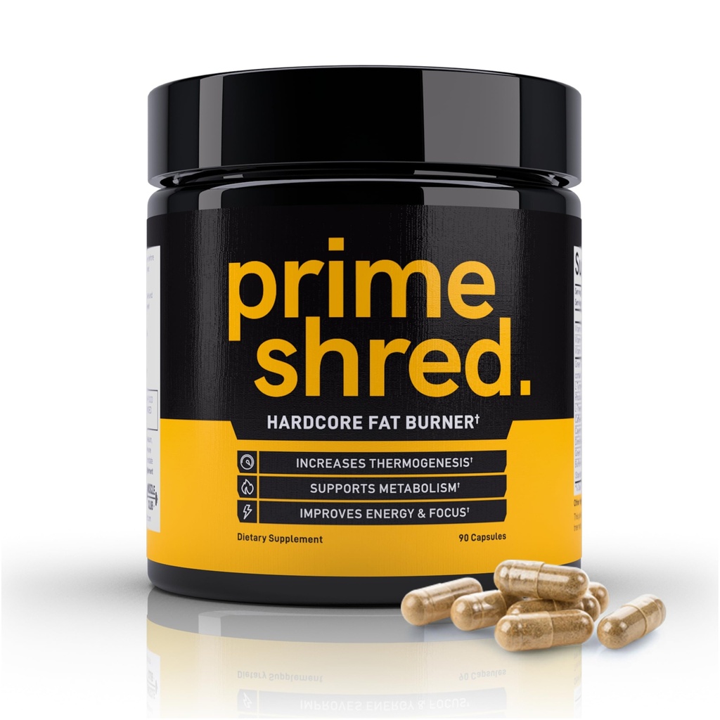 PrimeShred Fat Burner for Men, 90 Caps | Natural Appetite Suppressant, Thermogenic Workout Metabolism Booster, Green Tea, Caffeine, L-Carnitine, Vegan & Soy-Free