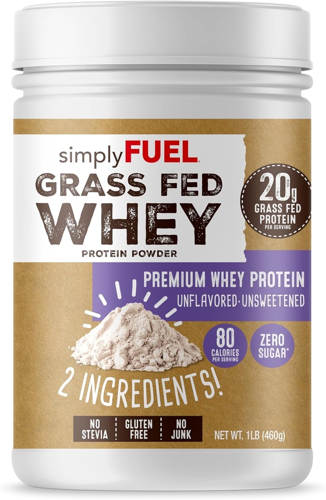 ببساطة FUEL 100% Ged Whey Protein Powder - Only 2 Ingredients, Unflavored, Unsweetened, Gluten Free, No Soy, 20g Protein - Zero Sugar, No Carb Clean Protein - Muscle Growth and Recovery 1LBS