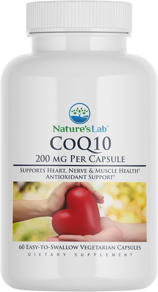 Příroda laboratoř CoQ10 200mg Nutriční dodatek - Podporuje srdce, nerv a svalové zdraví * - 60 Počet (2 měsíční dodávka)