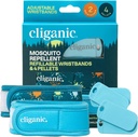 Cliganic Mosquito Repellent Pack (2个腕带+4个再填袋) - 可调整的,天然的DEET无油,基本油浸