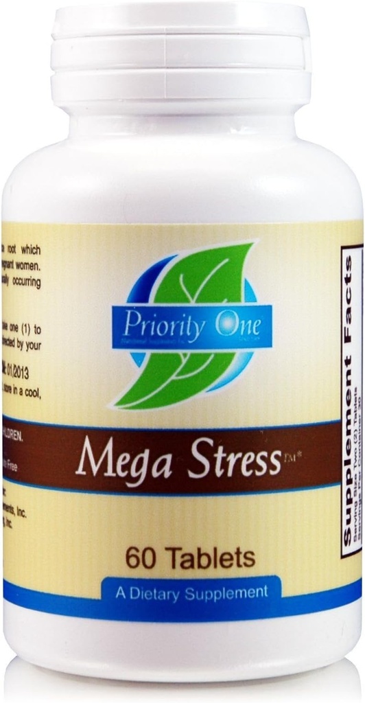 Priority One Vitamins Mega Stress 60 Tablets - B Vitamin Complex with The Benefits of Adrenal.*