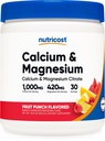 Nutricost Calcium Magnesium Powder (Fruit Punch, 30 Servings) - Bone Support, Non-GMO, Gluten Free (from Calcium Citrate and Magnesium Citrate)