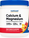 Nutricost Kalsium Magnesium Powder (Fruit, 30 Serbu Buah) - Dukungan Tulang, Non- GMO, Gluten Bebas (dari Kalsium Citrate dan Magnesium Citrate)