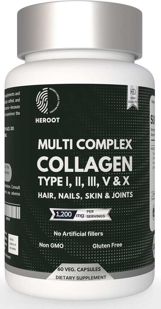 Collagen de base vegetal 500mg Skin, Hair and Nails Supplement TEN 120 Capsules Silencio USDA Certified  duradera Skin Brightening