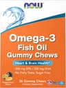 NOW papildai, Omega-3 Žuvies aliejus Gummy Chews, Oranžinė Passion vaisių skonio, 36 Gummy Chews