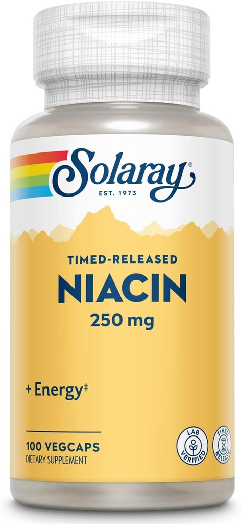 SOLARAY Neacin Timed-RELE 250 mmg, วิตามิน B3 | Skin Health & Plancy System   100ct