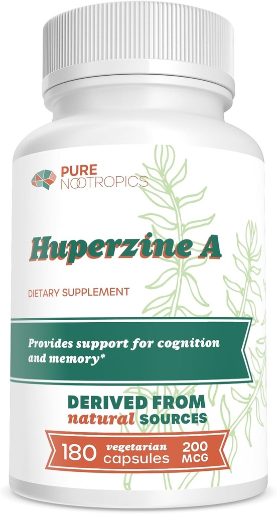 Pure Nootropics Huperzine A 200 mcg – Cognitive and Memory Support – 180 Vegetarian Capsules