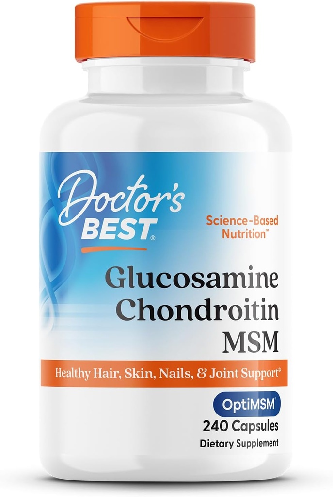 The Best Guzosine Chindroitin Missm with OfftiMSM Capsules, รองรับโครงสร้างสุขภาพ, POP & Recement, Non-GMO, Gluten Free, Soy Free, 240 Count (Pack of 1).