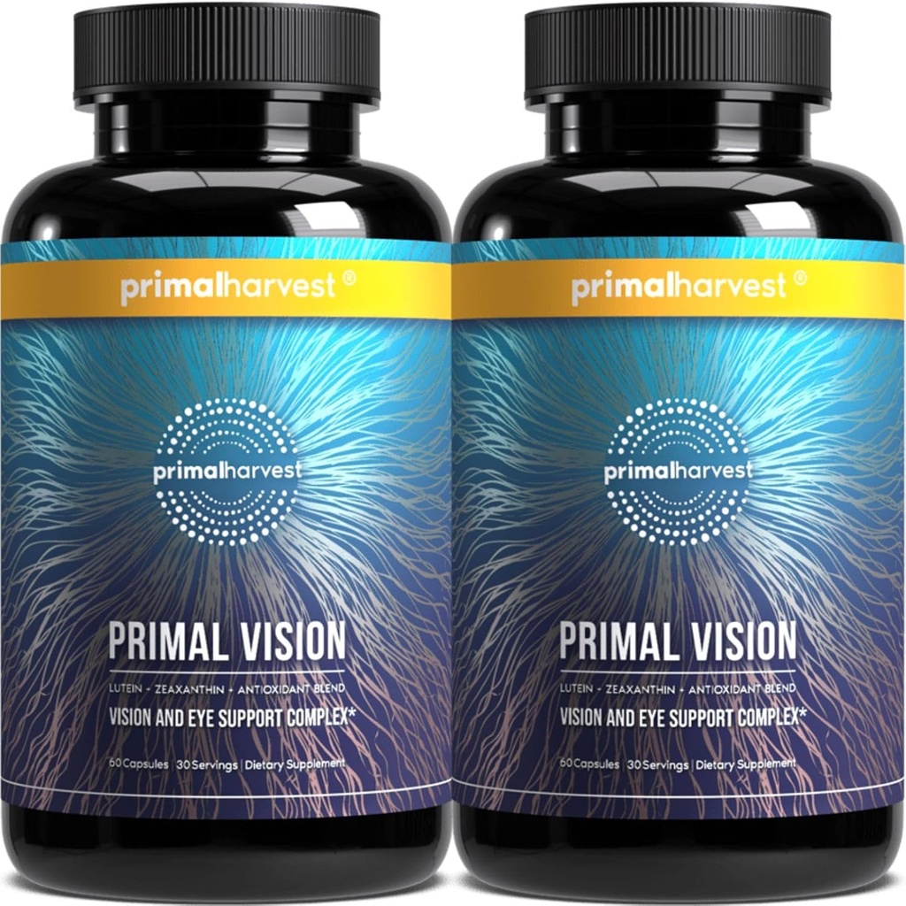 Primal Harvest Vision Primal con Lutein, Zeaxanthin, Vitamina A e Zinc per la salute degli occhi, Blue Light Support e Visual Clarity 2 Pack