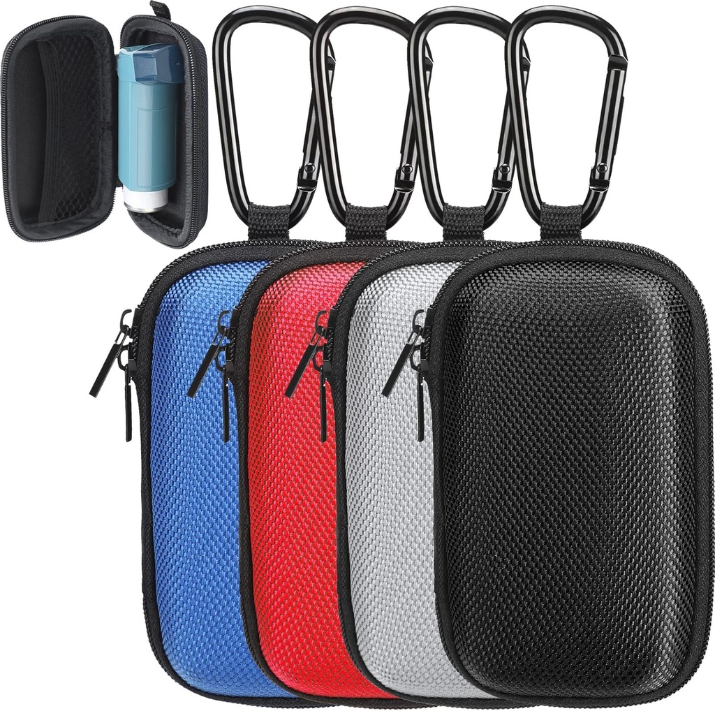 Woanger 4 Pcs Hearing Aid Case Difícil Asma Inhaler Titular Viaje Hearing Aid Case Earbud portátil Zipper Carry Holder com Mesh Pocket para Inhaler Carrying Aid Outros Acessórios da poeira e sujeira