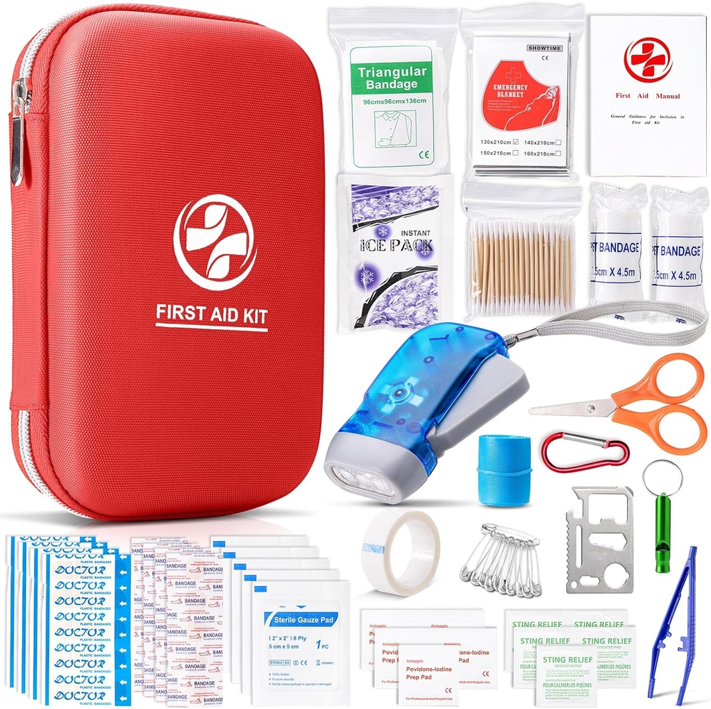 Ensiapupakkaus Essential Emergency Medical Supplies, Kannettava vedenpitävä Medical Kit koti Matkailu Telttailu Retkeily, Backpacking Med Kit varten Sports College Dorm Student