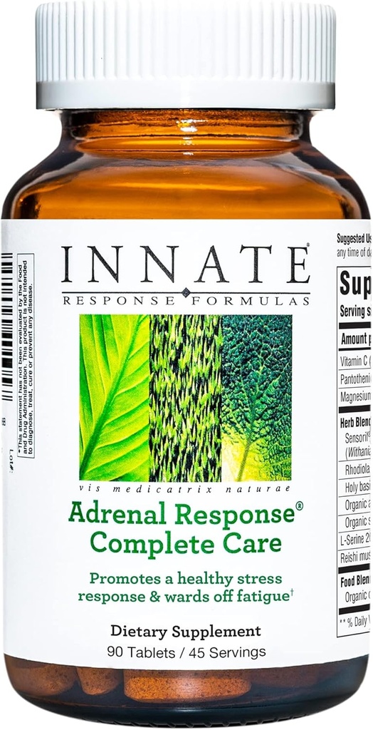 INNATE Response Formulas Adrenal Response Complete Care - With Ashwagandha - promove a resposta ao estrés optimista - Wards Off Fatigue - Vegetarian, Gluten-Free, Non-GMO, Kosher - 90 comprimidos (45 Servizos)
