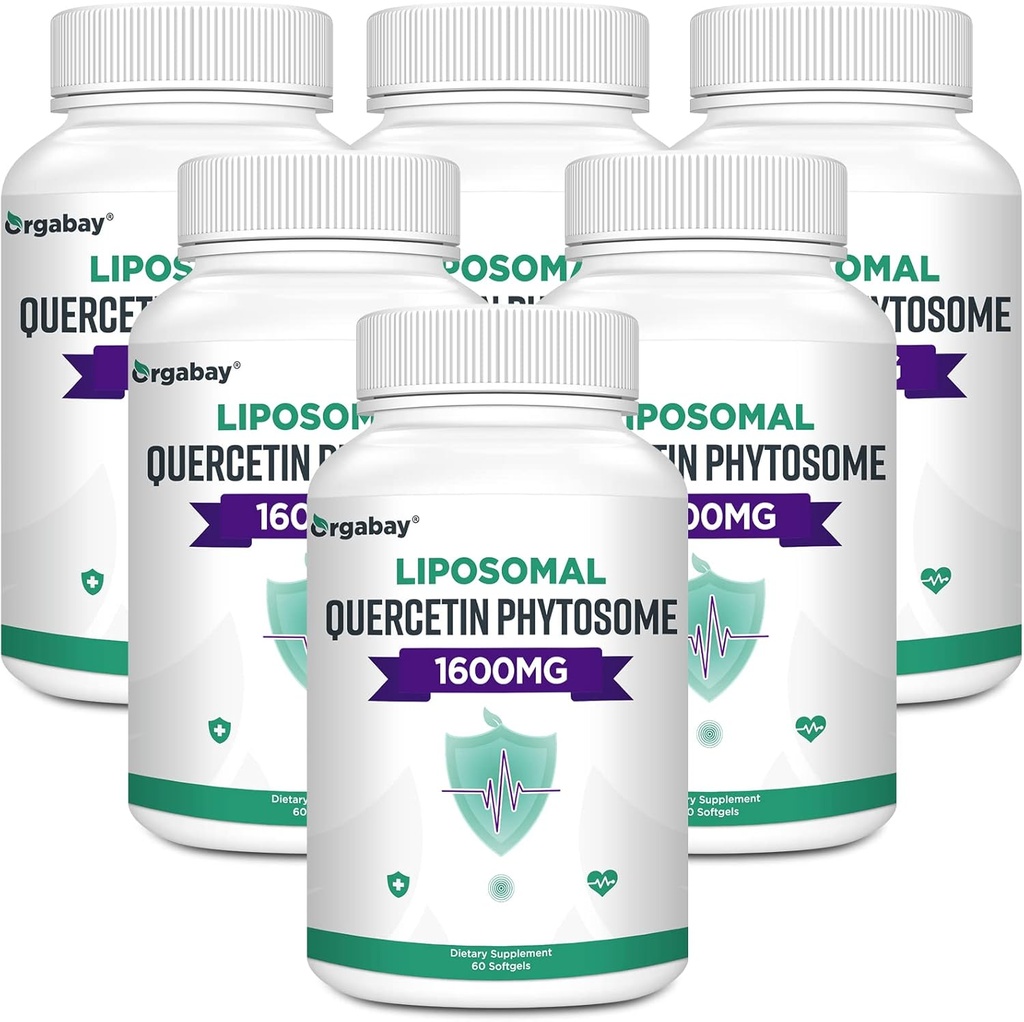 Orgabay Liposomal Quercetin Phytosome 1600 mg, Bromelain 200mg, Zinc 30mg, 비타민 C 심황 40 mg, 가장 높은 흡수, Quuercetin Complex, 360 Softgels