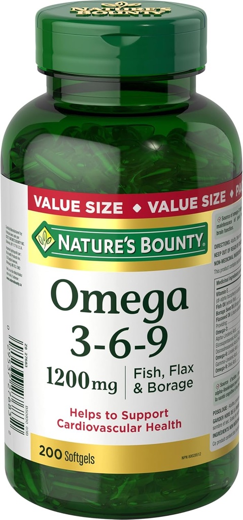 Příroda 's Bounty Omega- 3- 6- 9 1200mg 200