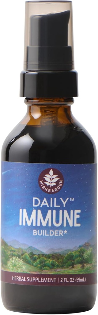 WishGarden urter Daglig immunbuilder med sort Elderberry & Astragalus - Daglig immunstøtte Formel for voksne, Herbal immunsystem Booster med hyldebær, 2oz