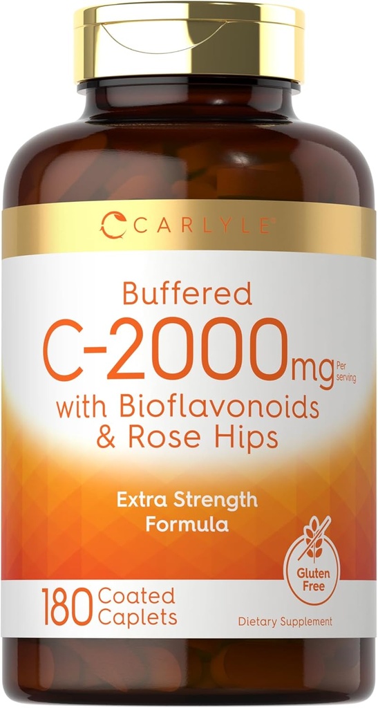 Carlyle Buffertaminable C 2001- 2000mg 180 Caplets jeoflavoids i Rose HIPS  Vegetarian, No-GO, i Gutluen Free suplementari