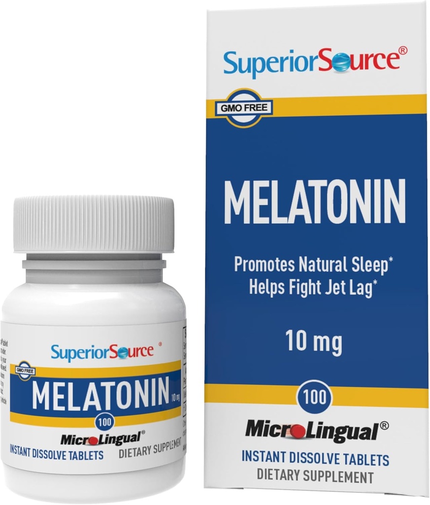 Superior Source Melatoniini 10 mg - Terve Sleep Support täydentää aikuisille - Melatoniini Formula kamomilla Aids Rentoutuminen & Levollinen uni - 100 Rentouttavaa tablettia