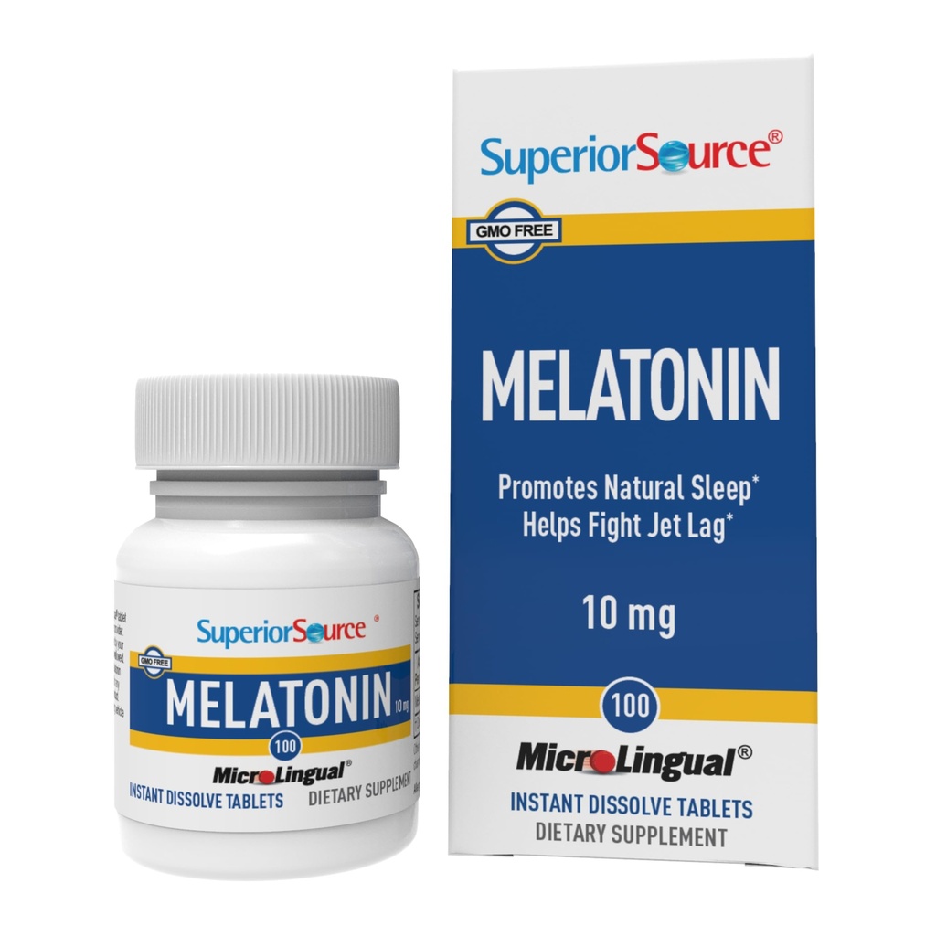 Superior Source Melatonin 10 mg - Healthy Sleep Support Supplement for Adults - Melatonin Formula with Chamomile Aids Relaxation & Restful Sleep - 100 Sublingual Dissolving Tablets