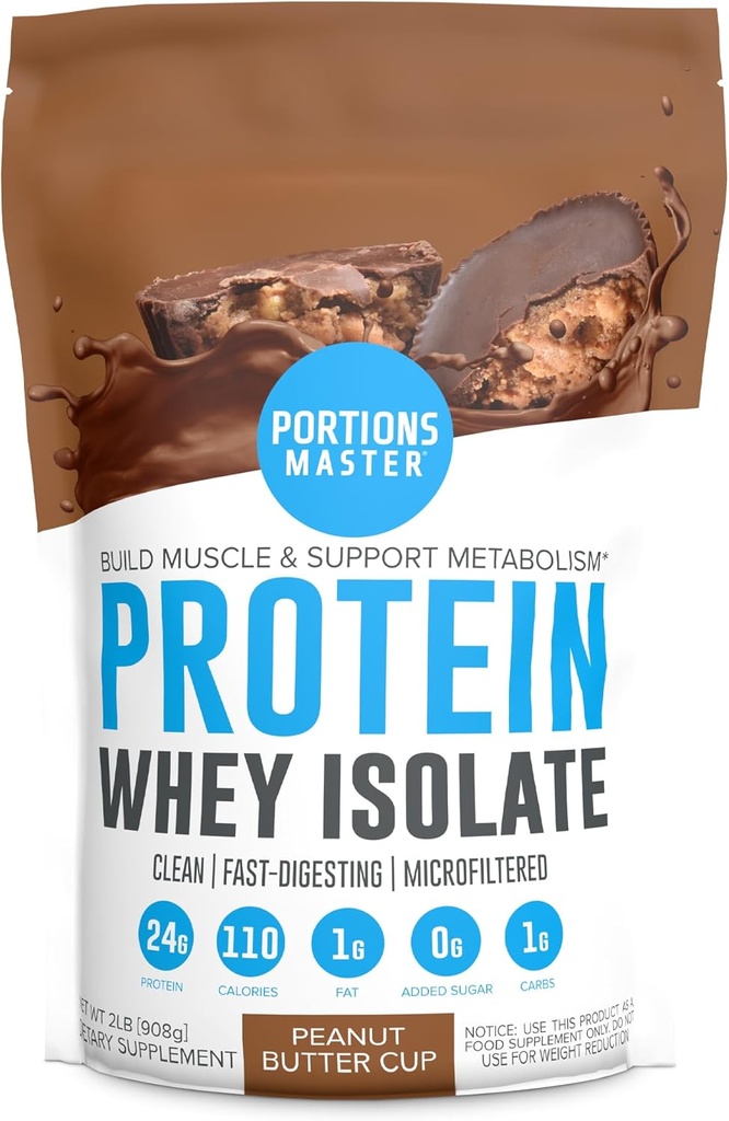 Portaera Master CFM Whey Protein Powder, 2 LB, 23g Low Carb, Low Fat, Cold-Processed, Fast Absorbing, Muscle Growth & Recovery Support (Peanut Butter Cup)
