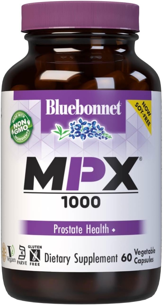 BlueBonnet Nutritie MPX 1000 Suport prostata - Suplimente de sănătate prostate pentru bărbaţi - Saw Palmetto, Seminte de dovleac, Stinging Nettle, Beta Sitosterol & plante Sterols - non-GMO, Vegan - 60 capsule