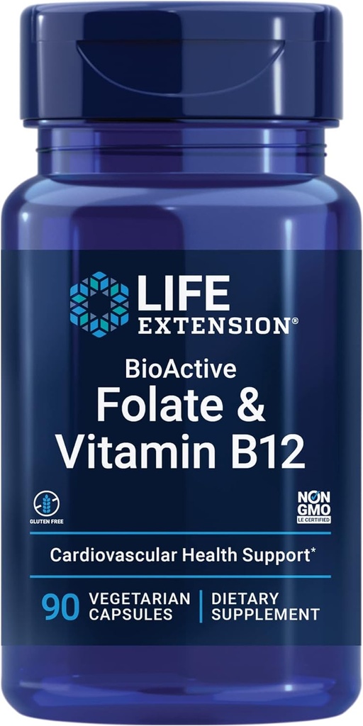 Extensió bioActriva de la vida Fotela i Vitamina B12, Cors Promotes, Brain i GI Tract Salut, No-GO, Glutin-Free, Vegetarian, 90 Capsules