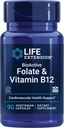 Livsforlengelse BioActive Folate & vitamin B12, fremmer hjerte, hjerne og GI Tract Helse, Ikke-GMO, Glutenfri, Vegetarisk, 90 Kapsler