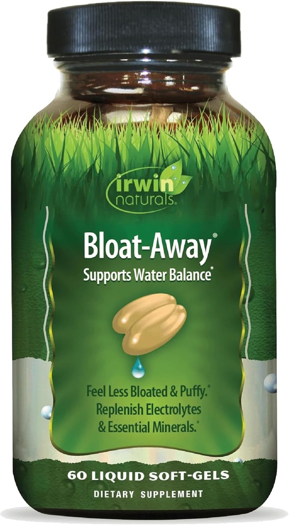 Irwin Naturals Bloat-Away - 60 Liquid Softgels - Waterbalans ondersteuning - Replenish Electrolytes & Essentiële Mineralen