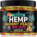 Hemp Gummies-Premium Peach Rings-Fresh a plná chuť-Natural Hemp Oil Gummy-Skvelé pre chrbát, krk, kolená, svaloviny, kĺby, Pokoj, Relax, Discomfort-Made v USA