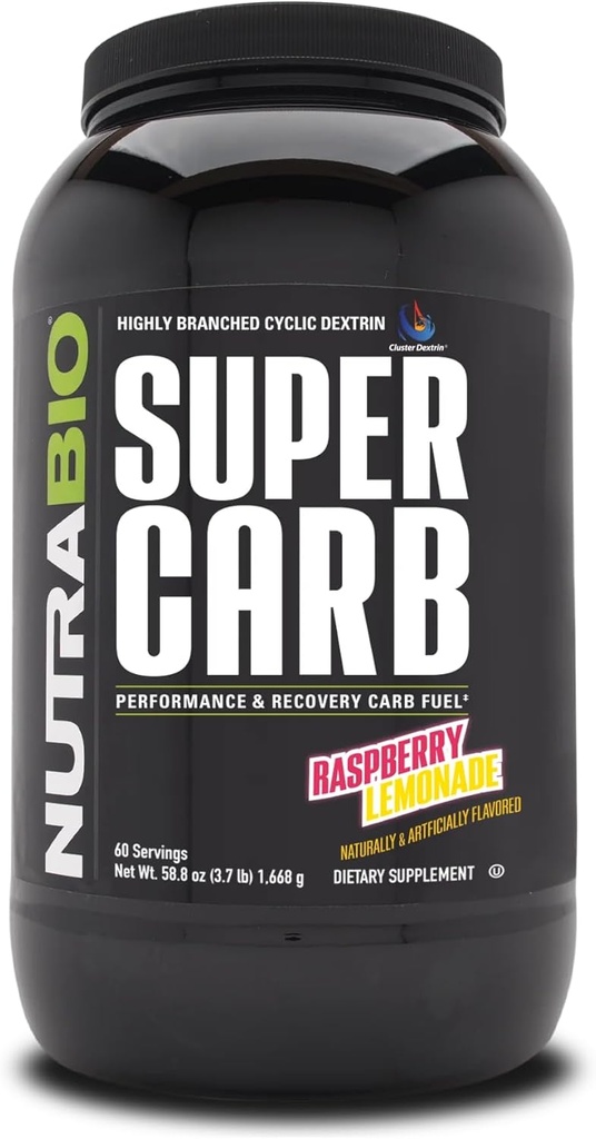 NutraBio Super Carb - 60 Servings (Limonada de framboesa)