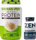 Nutrologie Gras Fed Whey Protein Powder - Vanille Ice Cream Flavor (28 Servierungen) Zen Natural Magnesium Supplement (30 Servierungen)