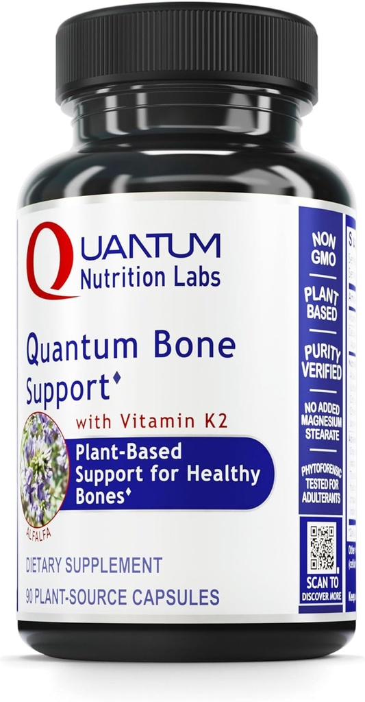 Lab Nutrition Quantum Bone Health-Bone Vitamin, Sone Strength Suplement for Women and Men, Organic Calcium Suplemen dengan Fermentasi Vitamin K2, Bone Health Support - 90 Kapsul