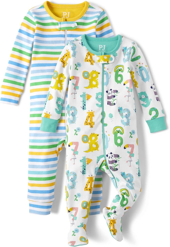 Umeen lekua eta Toddler-en mahuka motzak %100 kotoizko Zip-Front One Piece Pajama