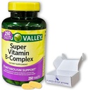 Super Vitamina B Complexo Primavera Vale- Comprimidos 250 Contagem Mistura de B6 B12 C tiamina biotina folato ácido pantoténico e riboflavina, Boxed by Fusion Shop Store