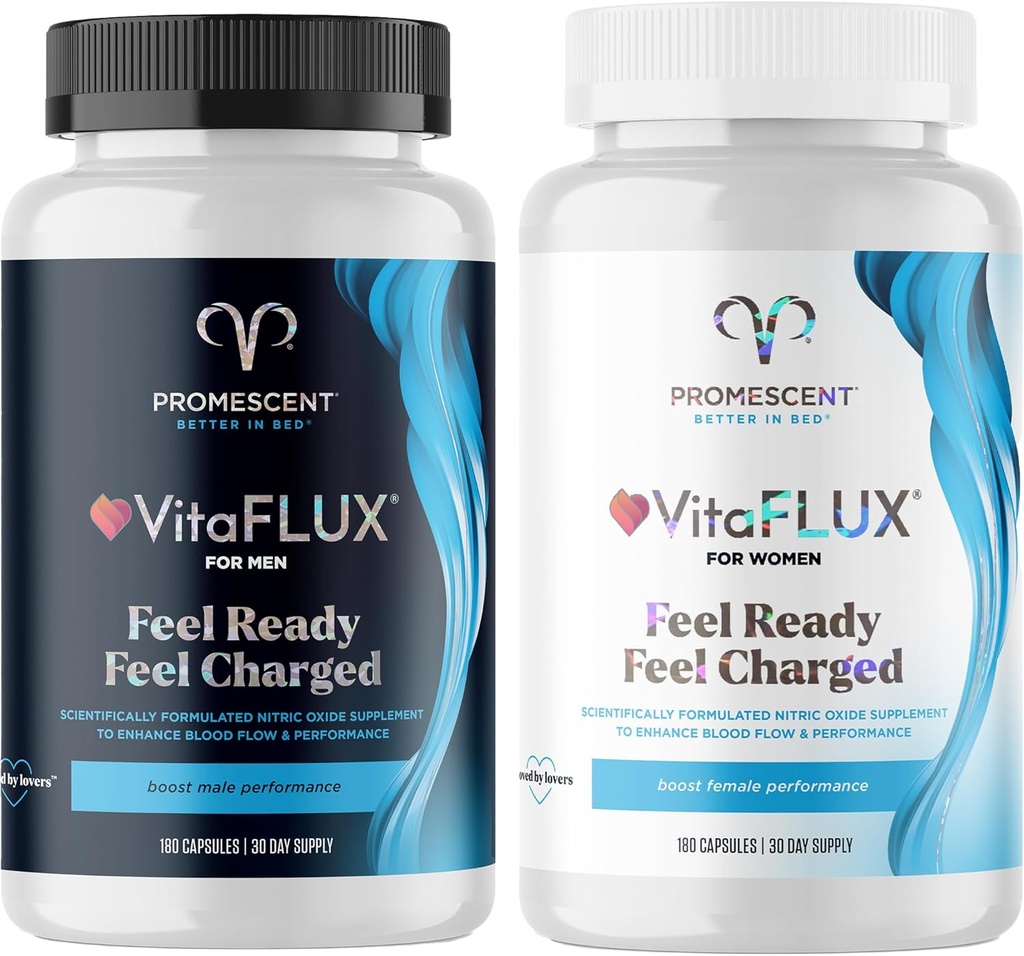 VitaFLUX Triple Power Nitric Oxide Addition for Male Performance + VitaFLUX Women's Nitric Oxyd Booster Addition, Explose Circulation, Boost Energy & Heart Health, Performance, Stamina, Energy