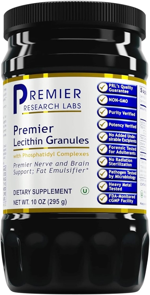 Premier Research Labs Lecithin Granules - Soy Lecithin Granules, Lecithin Supplement, 벌킹 용 Lecithin, 비 GMO, 뇌 및 Nerve 지원을위한 식품 등급 인 포진 - 10 oz