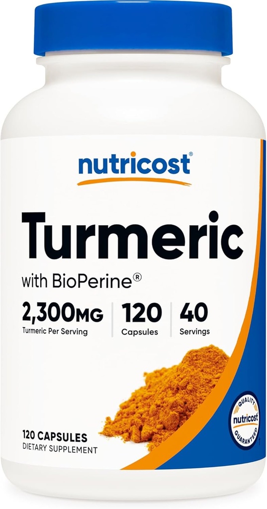 Nutricost Turmeeric Curcumin with BioPerine and 95% Curcuminoids, 2300mg, 120 kapselia, kasviskapselit, 767mg per Cap, 40 tarjoilua, gluteeniton, ei GMO:ita