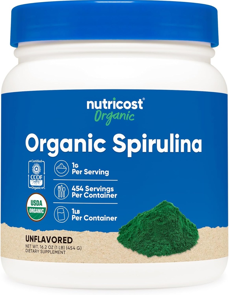 Nutricost Organic Spirulina Powder 454 Grams, 1LB-Pure, Sertifikasi Organik Spirulina