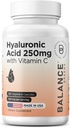 Pure Hyaluronic Acid Supplement 250 mg kanssa C-vitamiini 50 mg, 120 Vegaanikapselit - ihon nesteytys luonnon hehku, hiukset, kynnet, luun & yhteinen terveys Formula