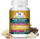 Raka Sciences Brain Supplements for Memory and Focus - 1500 mg Brain Health Mushroom Supplement for Adult & Seniors - Wysoka potencja 40% Beta- Glukany dla immunologicznego wsparcia i witaminy, 120 Kapsułki