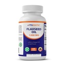 Vitamatic Flaxseed Oil 1200 mg, Omega 3-6-9, 120 Softgels | Cold Pressed, Support Vascular, Healthy Skin & Hair, and Joint Support, Non-GMO, Gluten Free