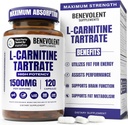 Benevolent L Carnitine Supplement - Potentzia handiko 1500mg L-Carnitine Tartrate - Absorbing azkarra, gantza Energiara bihurtu, Lean Muscle babestu, lan-jarduera eta metabolismoa bultzatu - 120 kapsula Vegan