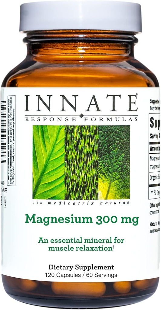 INNATE Response Formulas Magnesium 300 mg - Mineral Supplement for Muscle Relaxation - Vegetarian and Gluten-Free - 120 Capsules (60 Servings)