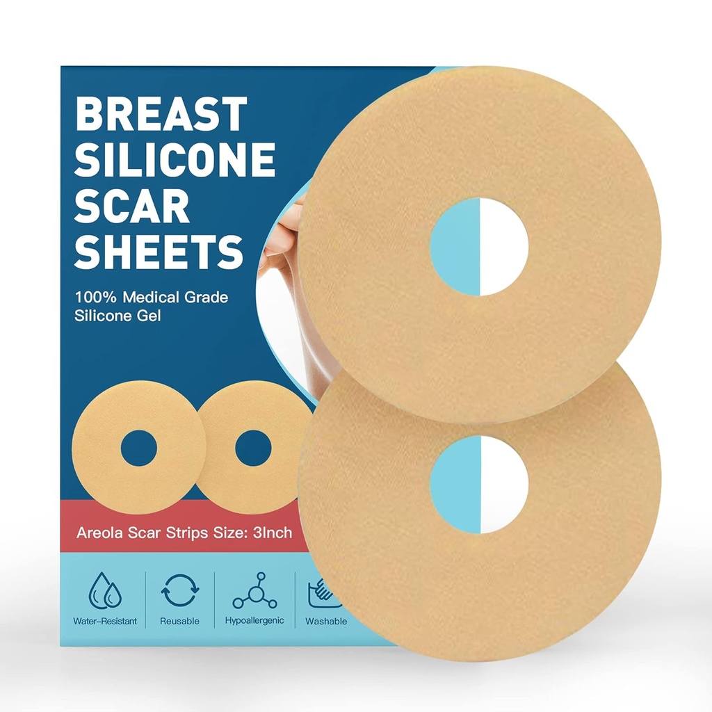 Feuilles de cicatrices en silicone du sein Tape, Feuilles de suppression de cicatrices en silicone pour Breast 6 Pack, Réduction mammaire après chirurgie pour cicatrices, Fournitures post-chirurgie pour traitement de la cicatrice