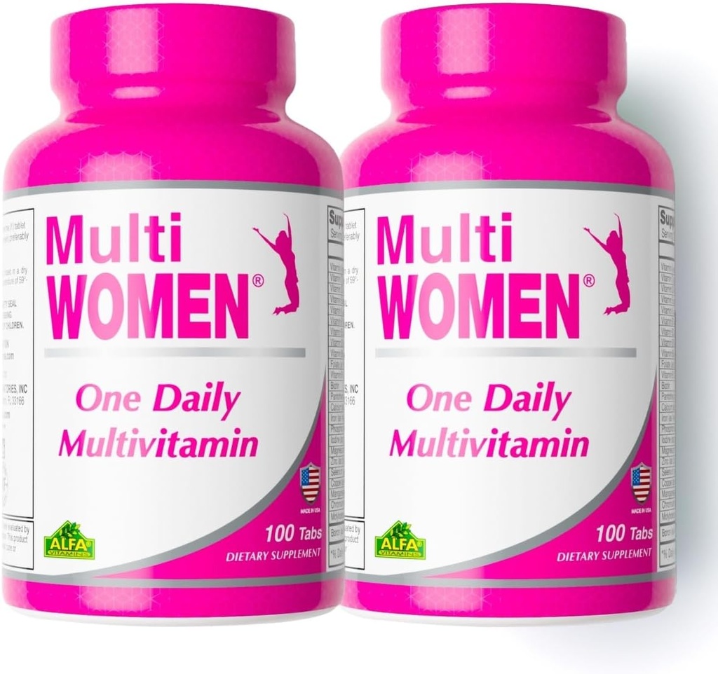 ALFA VITAMINS Multi Women Витамини Хранителни добавки с основни витамини и минерали за жените - Аминокиселини + антиоксиданти - 100 таблетки (2 пакет)
