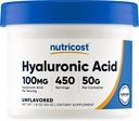 Nutricost Hyaluronsyre Pulver 50 Bedste - Vand Opløselig, Fine Powder, Gluten fri, Non- GMO
