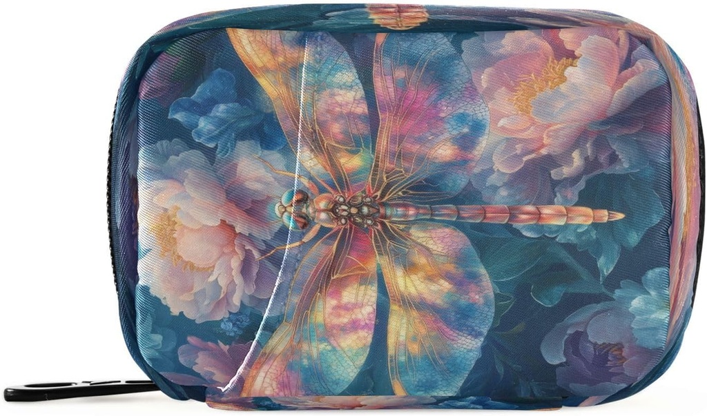Burbuja Dragonfly Цветя Travel Pill Case, Weekly Portable Pill Box 7 Days Pill Organizer to Hold Medicine Витамин добавка с цип за пътуване