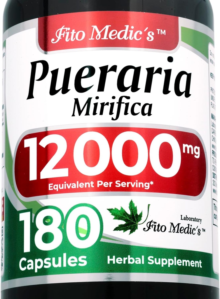 FITO MEDIC's Lab | pueraria mirifica |180 Capsules | 12000 mg | pueraria mirifica Capsules | Suplemento para mulleres | Extracto concentrado | Ultra alta absorción.