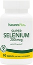 NaturesPlus Super Selenium Complex - 200 mcg, 90 tablet Vegetarian - Suplemen Mineral Estial E - Promotes Healthy Thyroid - Antioksidant - Gluten- Free - 90