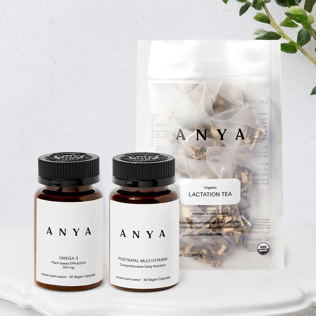 ANYA Multivitamin + Kojení Tea Bundle Postpartum Essentials for Women, Postnatální doplňky pro kojení