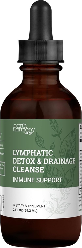 Earth Harmony Lymphatic Drainage Drops, Lymph Detox - Support with Soursop, Cat 's Claw Bark, Astragalus, Wormwood, Lymph Node Detox, Lymphatic Dukung Cleanse (2 Oz)